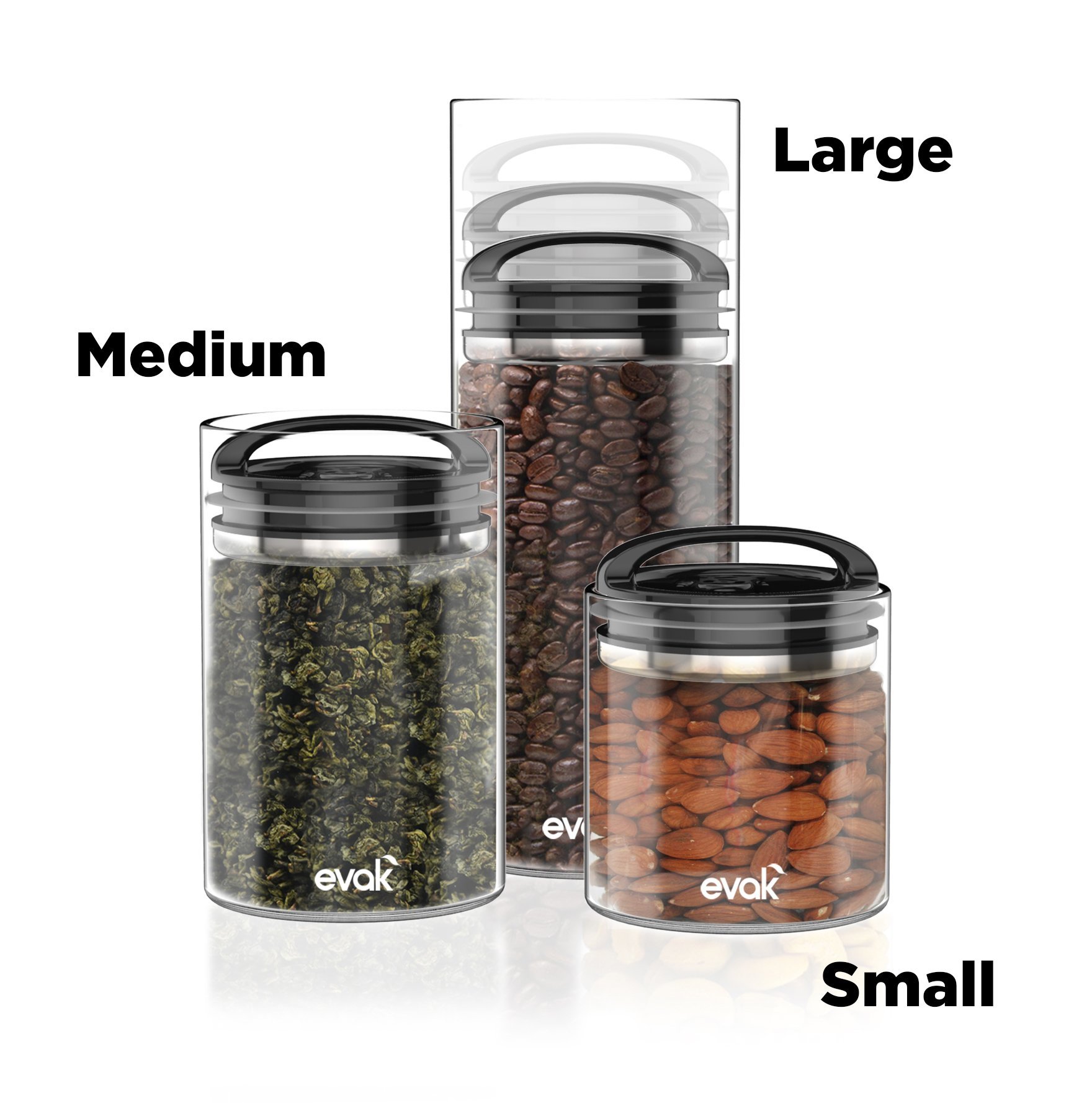 Prepara Evak Compact Glass Food Storage, 24 Ounce, Black