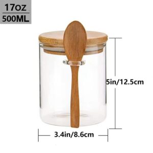 Airtight Glass Jars With Bamboo Lids And Spoons, 17oz Glass Canisters With Lid For Spice Beans Tea, Sealed Sugar Container, Glass Coffee Containers, Food Jars Canisters, Kitchen Accessories (4pcs)