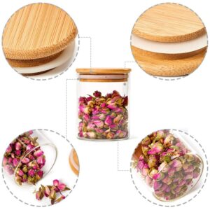 EZOWare Set of 4 Airtight Glass Storage Jars with Bamboo Lid Set, 450ml/15.2oz High Borosilicate Clear Kitchen Pantry Food Canister Container For Cereal, Pasta, Nuts, Spices, Flour, Coffee