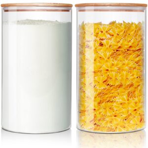 homartist glass jars with bamboo lids 180oz x2 & 79oz x3 & 53oz x4 [set of 9], glass canisters with airtight lids, glass food storage containers