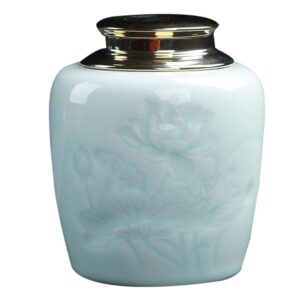 exquisite oriental ceramic food storage jar canister food canisters,loose tea tin/tea storage/tea caddy/tea canister/coffee canister/coffee jar/spice nuts snacks storage 23.67oz/700ml (skyblue)