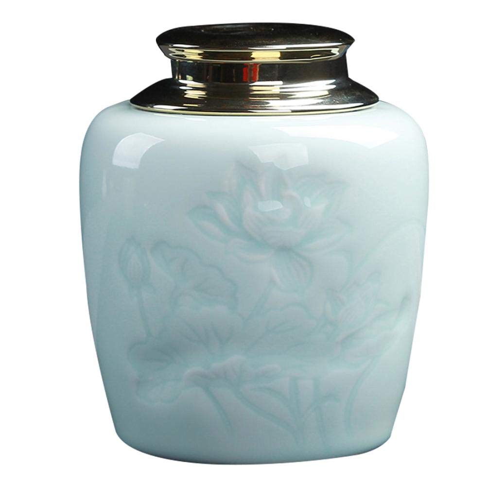 Exquisite Oriental Ceramic Food Storage Jar Canister Food Canisters,Loose Tea Tin/Tea Storage/Tea Caddy/Tea Canister/Coffee Canister/Coffee Jar/Spice Nuts Snacks Storage 23.67oz/700ml (Skyblue)