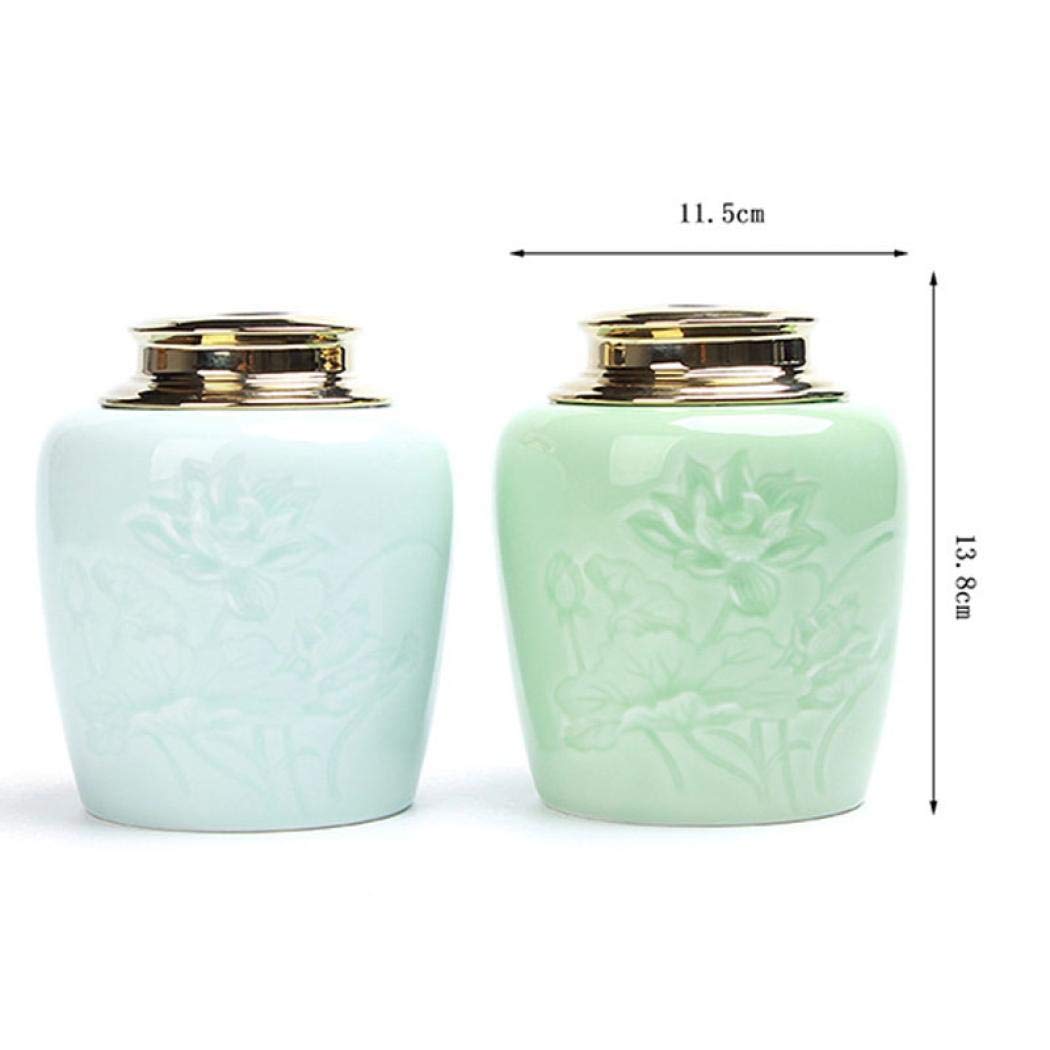 Exquisite Oriental Ceramic Food Storage Jar Canister Food Canisters,Loose Tea Tin/Tea Storage/Tea Caddy/Tea Canister/Coffee Canister/Coffee Jar/Spice Nuts Snacks Storage 23.67oz/700ml (Skyblue)