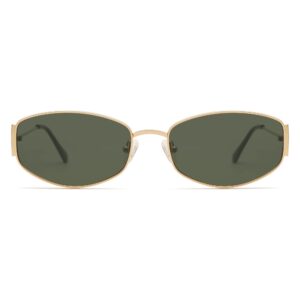 appassal retro oval sunglasses for women men hexagonal rectangle metal frame sun glasses ap3625,gold/green