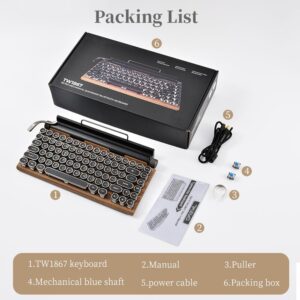 7KEYS Typewriter Keyboard Wireless Retro Style, Vintage Classical Mechanical Keyboard with Bluetooth for IPAD PC/Laptop Mac/Phone