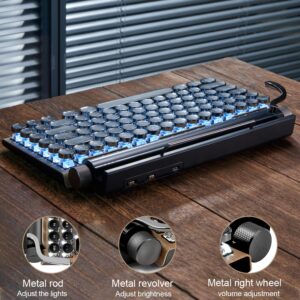 7KEYS Typewriter Keyboard Wireless Retro Style, Vintage Classical Mechanical Keyboard with Bluetooth for IPAD PC/Laptop Mac/Phone