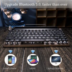 7KEYS Typewriter Keyboard Wireless Retro Style, Vintage Classical Mechanical Keyboard with Bluetooth for IPAD PC/Laptop Mac/Phone