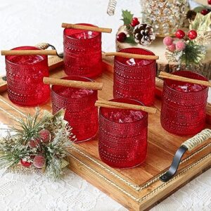 Kate Aspen Hobnail Beaded Drinking Glasses Vintage Glassware Set | Cocktail Glass Set, Juice Glass, Water Cups | Makes A Great Hostess Gift, Gift for Newlyweds (Red)