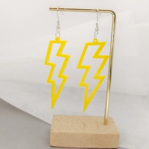 RUIZHEN 80s Neon Earrings Halloween Lightning Earrings Retro Acrylic Drop Dangle for Women 80's Party (dark yellow)