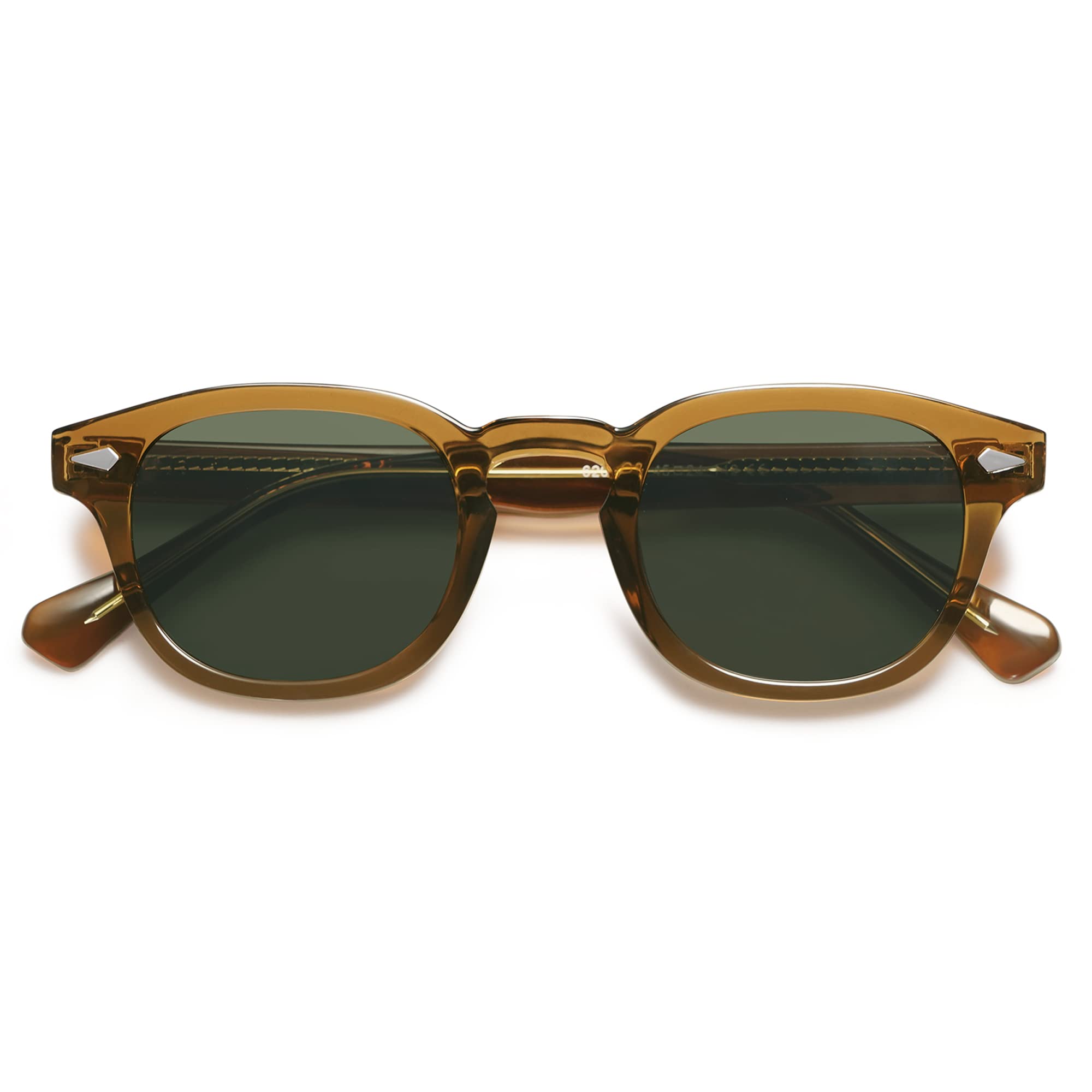 SOJOS Retro Small Round Sunglasses for Men Women Trendy Circle Style UV400 Lenses Unisex Sun Glasses SJ2251, Olive Green Frame/Dark Green Lens