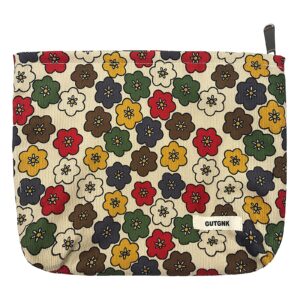 GUTGNK Women's Cosmetic Bag, Corduroy Cosmetic Bag Retro Flowers Travel Cosmetic Bag Small Cosmetic Bag Skin Care Cosmetic Change and Wash Handy Bag Zipper Organizer