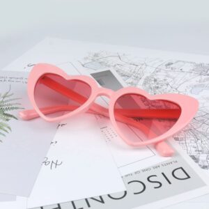 YooThink Love Heart Shaped Sunglasses for Women,Vintage Cat Eye Mod Style Retro Glasses