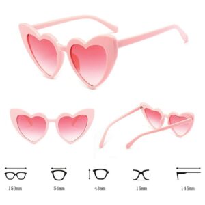 YooThink Love Heart Shaped Sunglasses for Women,Vintage Cat Eye Mod Style Retro Glasses