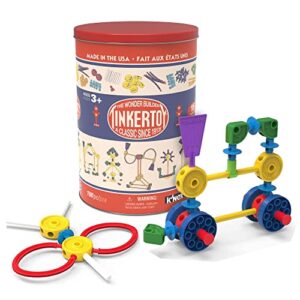 TINKERTOY - Retro Building Tin - 100 Parts - Collectible, Nostalgic Construction Toy, Great for Kids, Toddlers, Boys, Girls, Ages 3+