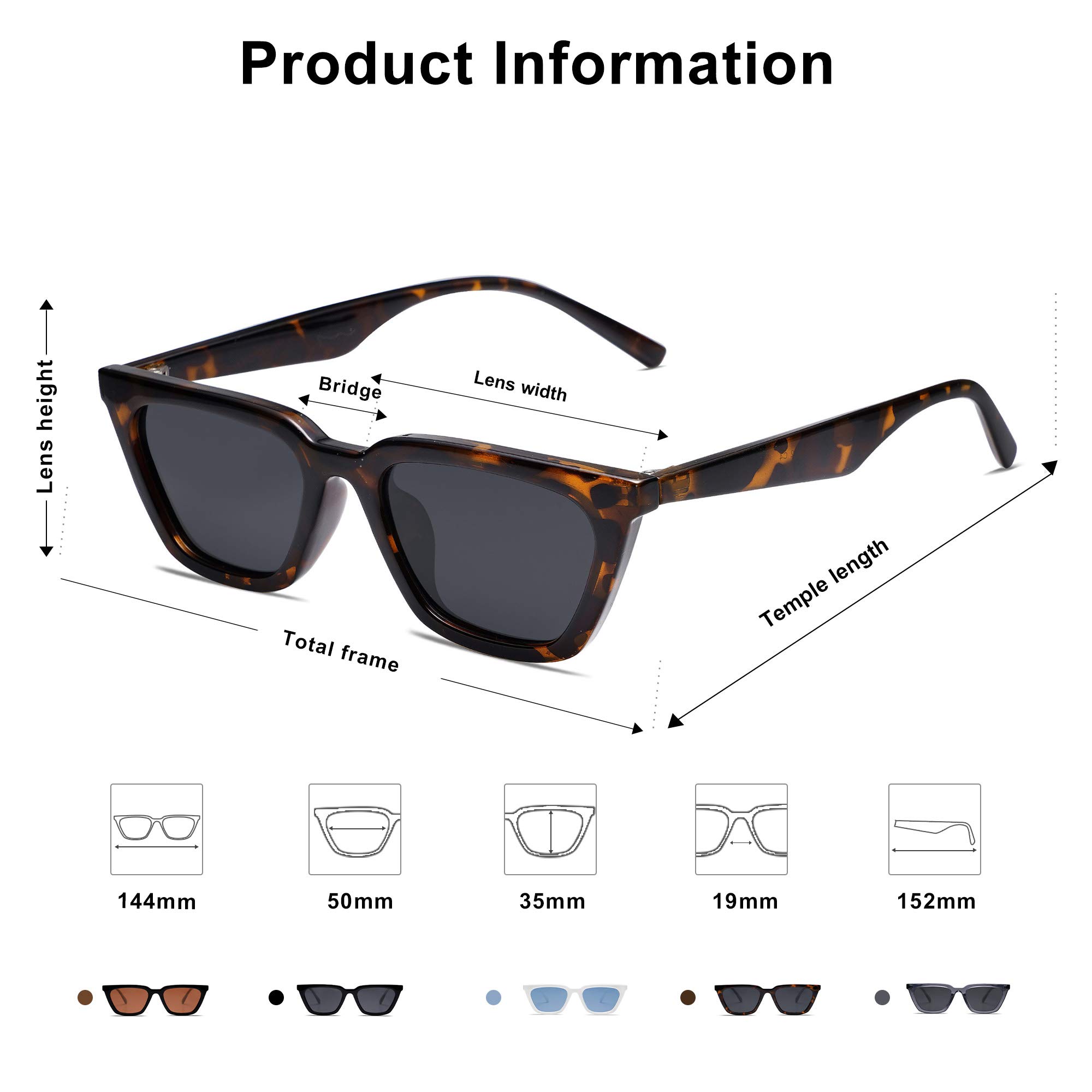 SOJOS Polarized Narrow Square Cateye Sunglasses for Women Retro Trendy Driving Glasses SJ2169 with Tortoise Frame/Grey Lens