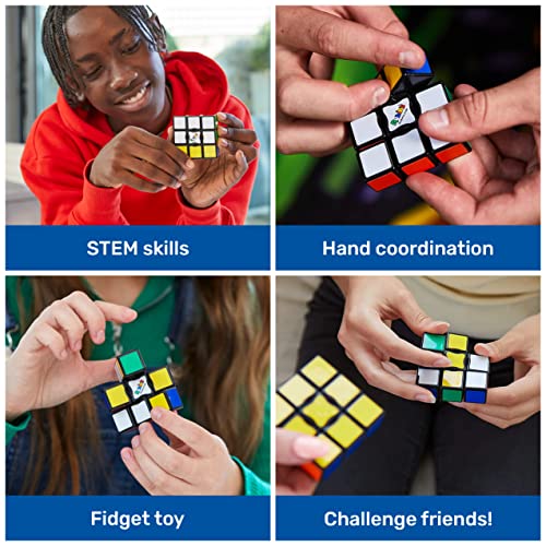 Rubik’s Edge, 3x3x1 Rubik’s Cube for Beginners Single Layer Puzzle Retro Educational Brain Teaser Travel Fidget Toy for Adults & Kids Ages 8+