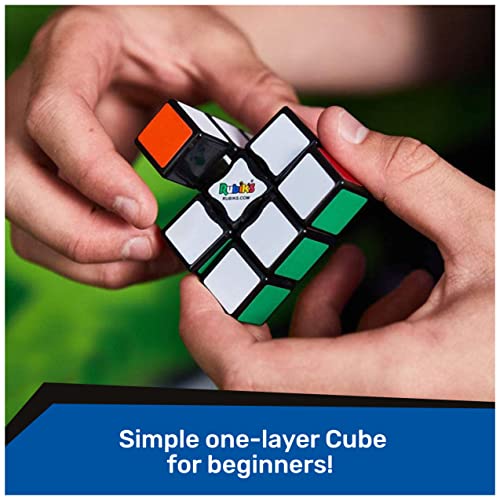 Rubik’s Edge, 3x3x1 Rubik’s Cube for Beginners Single Layer Puzzle Retro Educational Brain Teaser Travel Fidget Toy for Adults & Kids Ages 8+