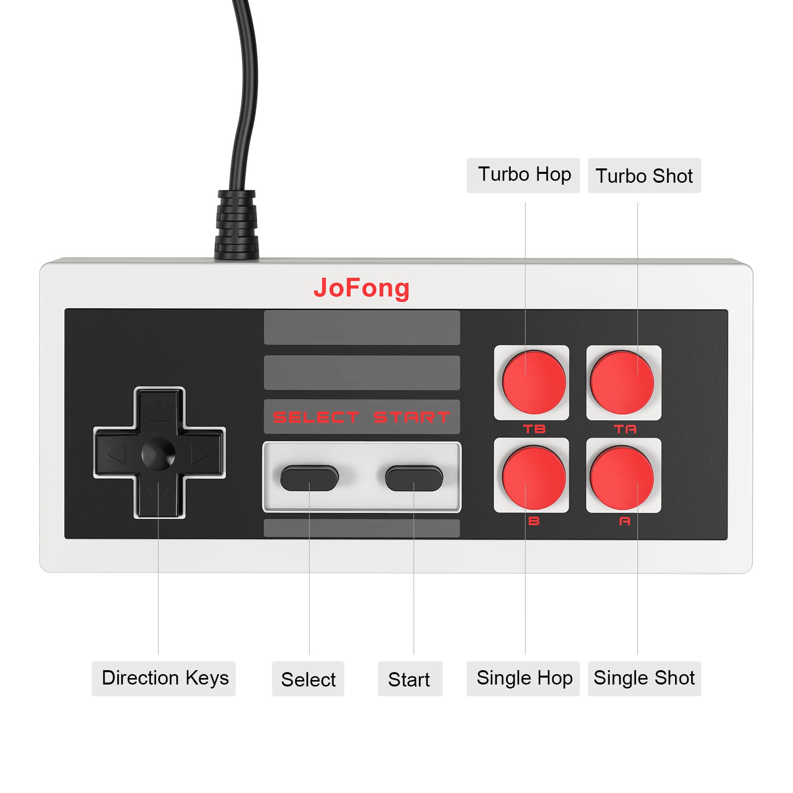 JoFong Classic Retro Controller, Suitable for AV 620, HD 621 HD 821 Classic Game Consoles Plug-and-Play Wired Video Gamepad-9 Pin Plug 2 Packs,620-621 Controller