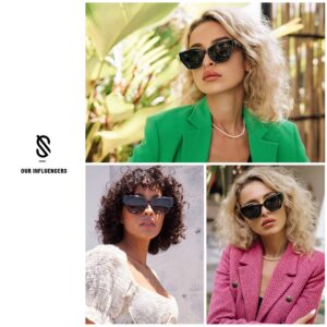 SOJOS Square Cat Eye Polarized Sunglasses for Women Retro Classic Vintage Trendy Cateye Shades Sunnies Gafas de sole SJ2235 Tortoise