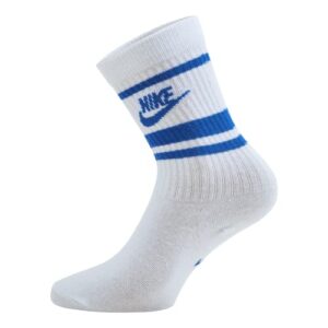 nike men`s everyday essential crew 3 pack socks, white(cq1301-105)blue, large