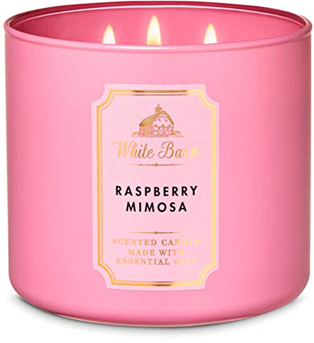 Bath and Body Works White Barn Raspberry Mimosa 3 Wick Candle 14.5 Ounce