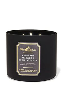 bath & body works, white barn 3-wick candle w/essential oils - 14.5 oz - new core scents! (mahogany teakwood high intensity)