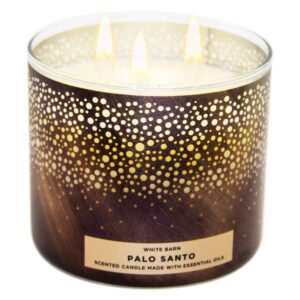 white barn bath and body works, 3-wick candle w/essential oils - 14.5 oz - 2021 spring scents! (palo santo)