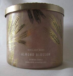 white barn bath & and body works 14.5 oz scented 3 wick candle almond blossom