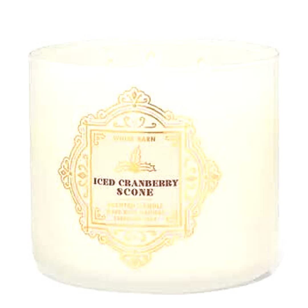 Bath & Body Works, White Barn 3-Wick Candle w/Essential Oils - 14.5 oz - 2021 Christmas & Winter Scents! (Iced Cranberry Scone)