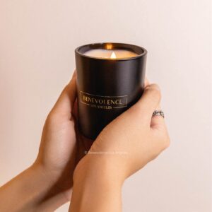 Benevolence LA Clearance Candles | Bergamot & Jasmine Scented Candle | 6 oz Black Scented Candle in a Glass Jar | Manly Indulgence Candles | Natural Scented Candles for Men and Women