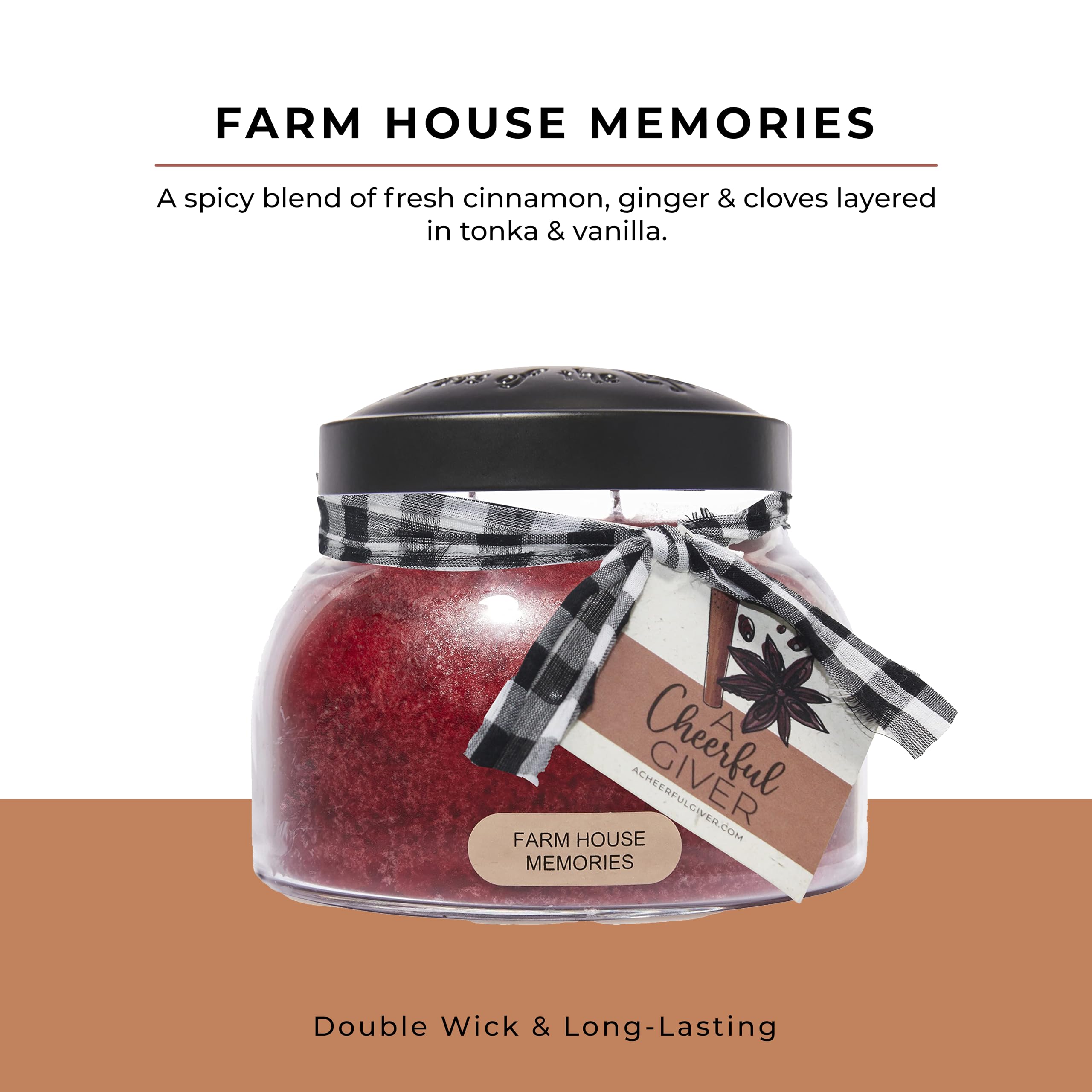 A Cheerful Giver - Farm House Memories Mama Scented Glass Jar Candle (22oz) with Lid & True to Life Fragrance Made in USA