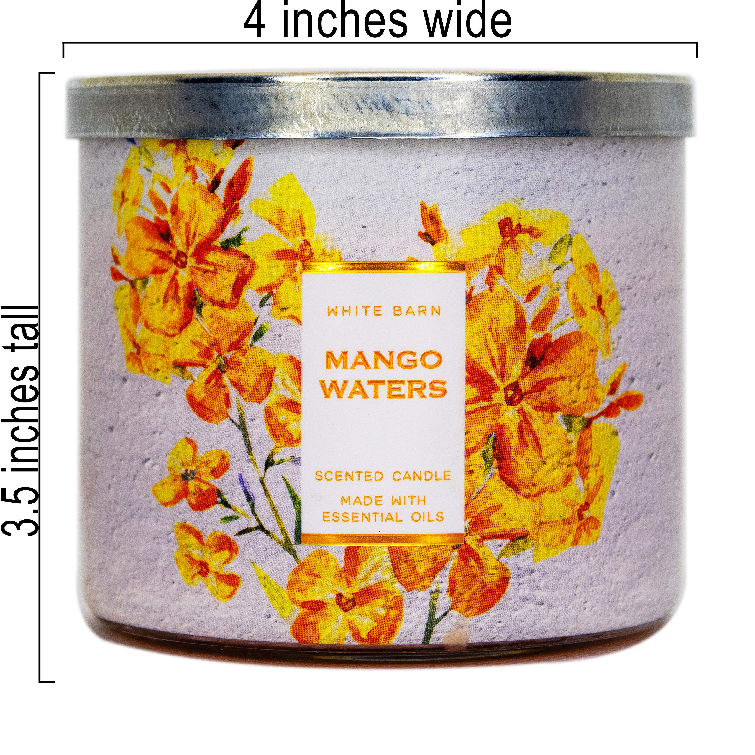 White Barn Bath and Body Works Mango Waters 3 Wick Candle 14.5 Ounce White Label