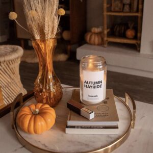 Homesick Premium Scented Candle, Autumn Hayride - Scents of Fresh Hay, Nutmeg, Tonka, 13.75 oz, 60-80 Hour Burn, Gifts, Soy Blend Candle Home Decor, Relaxing Aromatherapy Candle