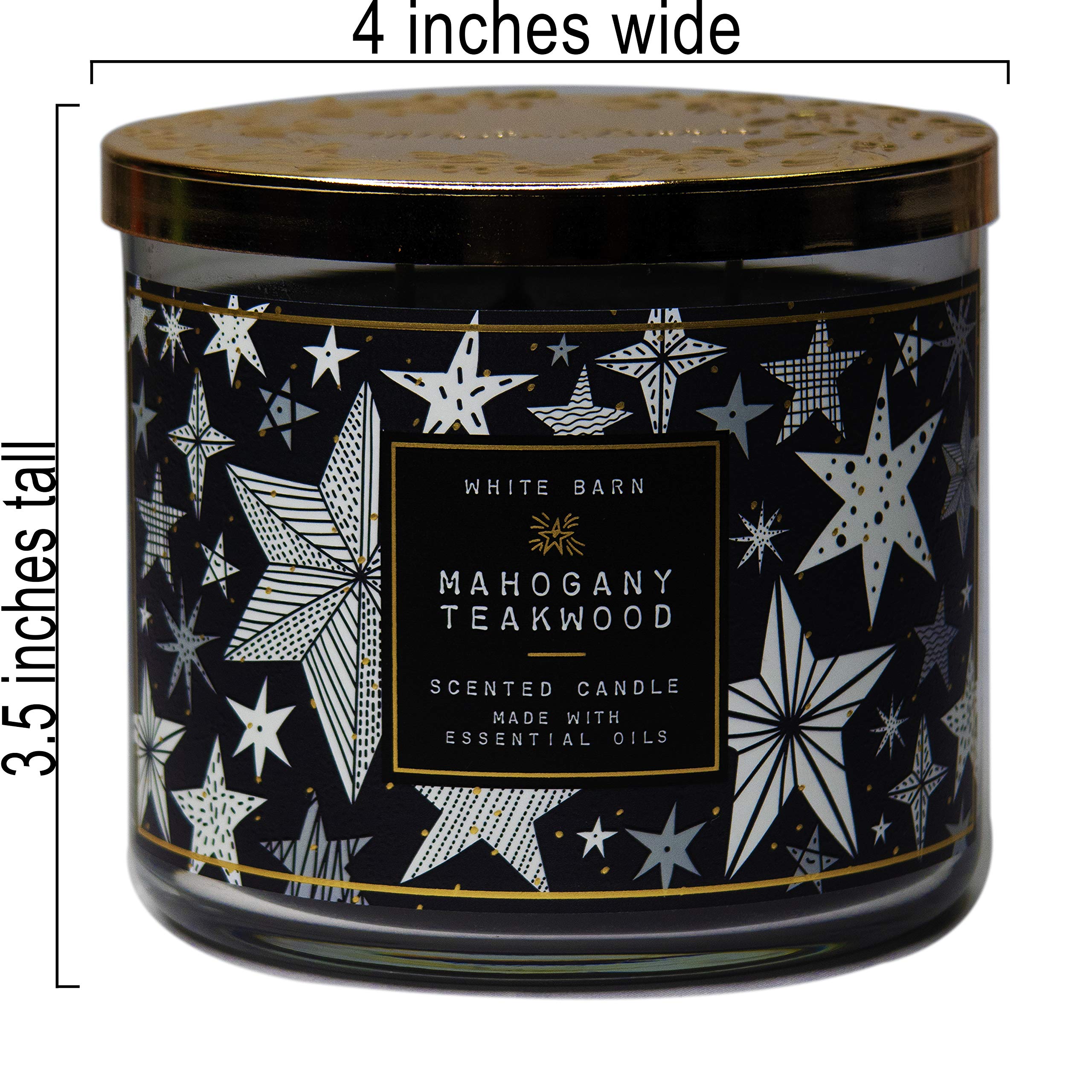 White Barn Bath and Body Works, 3-Wick Candle w/Essential Oils - 14.5 oz - 2020 Holidays Scents! (Mahogany Teakwood)