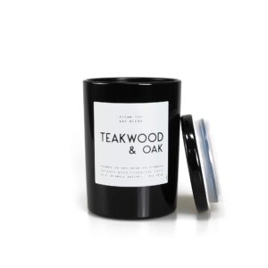 Leoben Co | Masculine Aromas | Small Batch | Soy Wax | 40 Hours | Scented Mens Candles with Natural Essential Oils | Vegan (Teakwood & Oak)