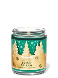 bath & body works, white barn 1-wick candle w/essential oils - 7 oz - 2021 christmas & winter scents! (fresh balsam)