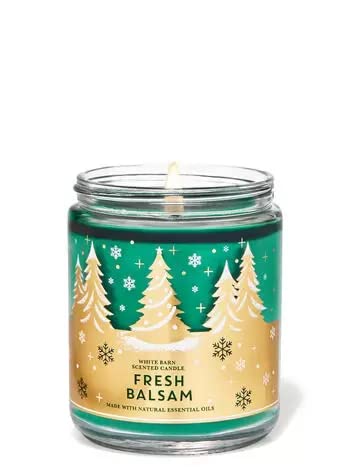 Bath & Body Works, White Barn 1-Wick Candle w/Essential Oils - 7 oz - 2021 Christmas & Winter Scents! (Fresh Balsam)