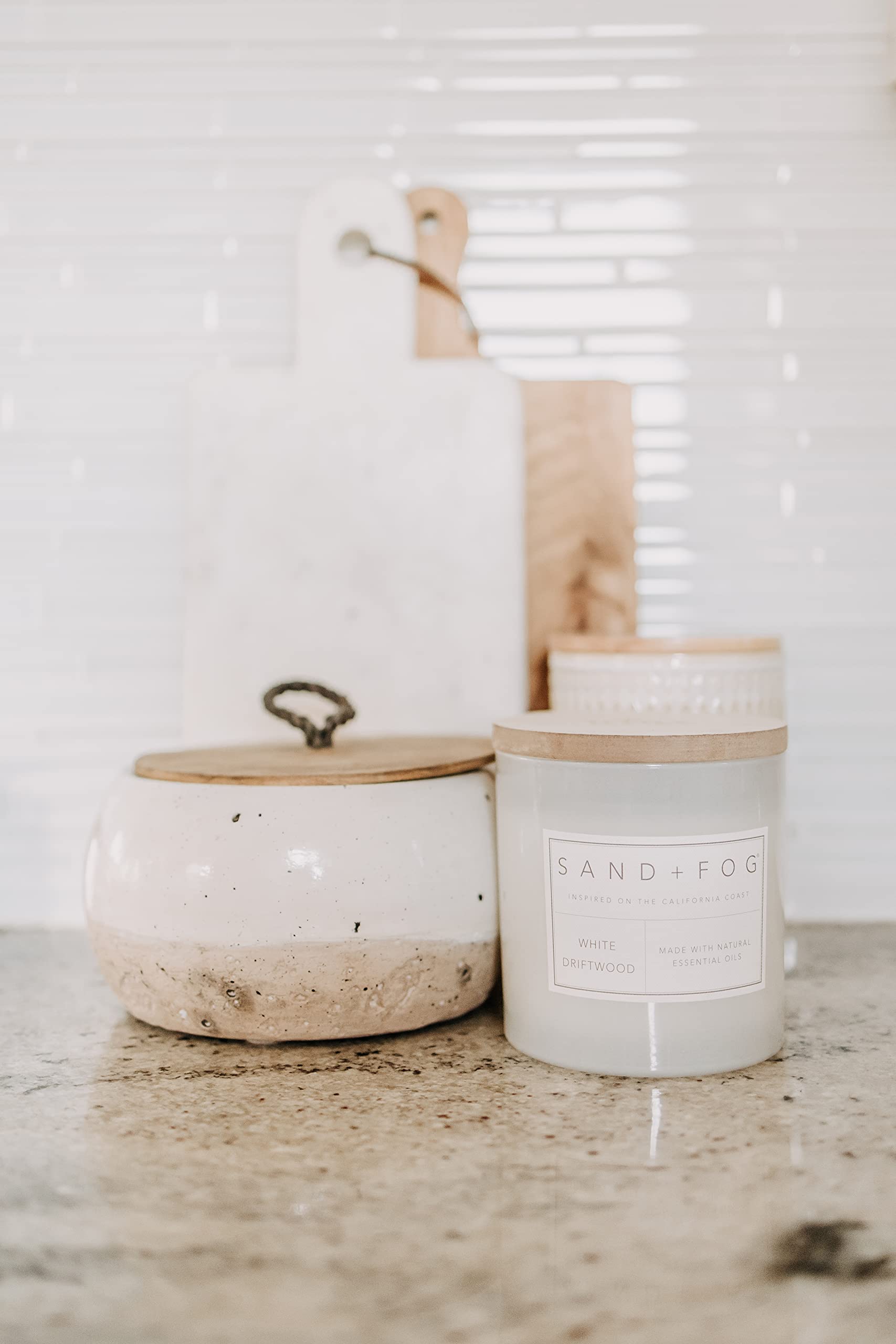 Sand + Fog Scented Candles - Vanilla Tobacco - Additional Scents and Sizes - 3 Wicks 100% Cotton Lead-Free - Luxury Air Freshening Jar Candles - Perfect Home Decor - 21 oz