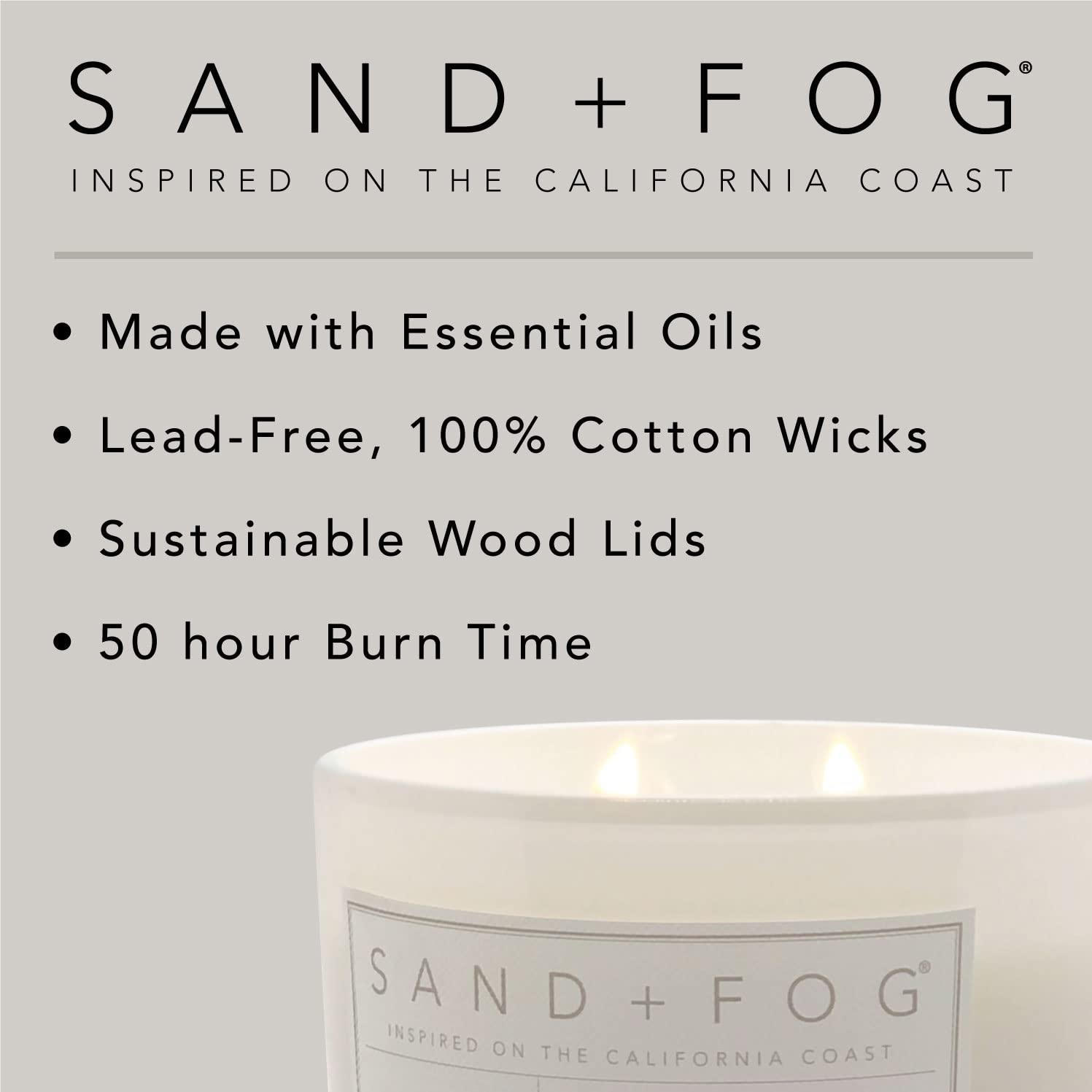 Sand + Fog Scented Candles - Vanilla Tobacco - Additional Scents and Sizes - 3 Wicks 100% Cotton Lead-Free - Luxury Air Freshening Jar Candles - Perfect Home Decor - 21 oz