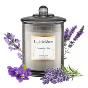 la jolie muse lavender candle, lavender lilac scented candles, luxury candles gift with gift box, relaxing aromatherapy candle, birthday gifts for women