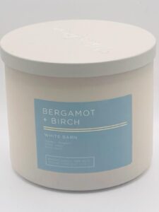 bergamot + birch 3 wick candle 14.5 ounce white barn