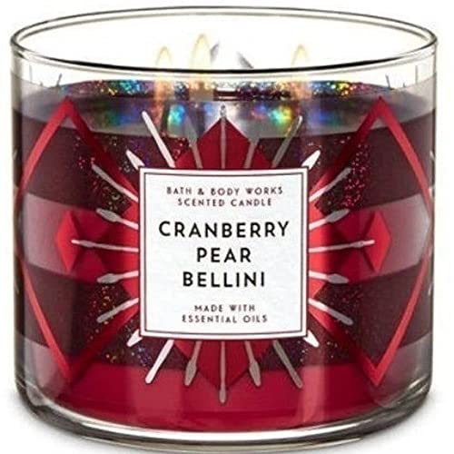 White Barn Bath & Body Works Cranberry PEAR Bellini Large 3 Wick Candle (14.5 oz