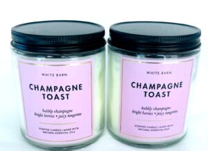 white barn - bath & body works - champagne toast - single wick scented candle with essential oils 7 oz / 198 g each pack of 2