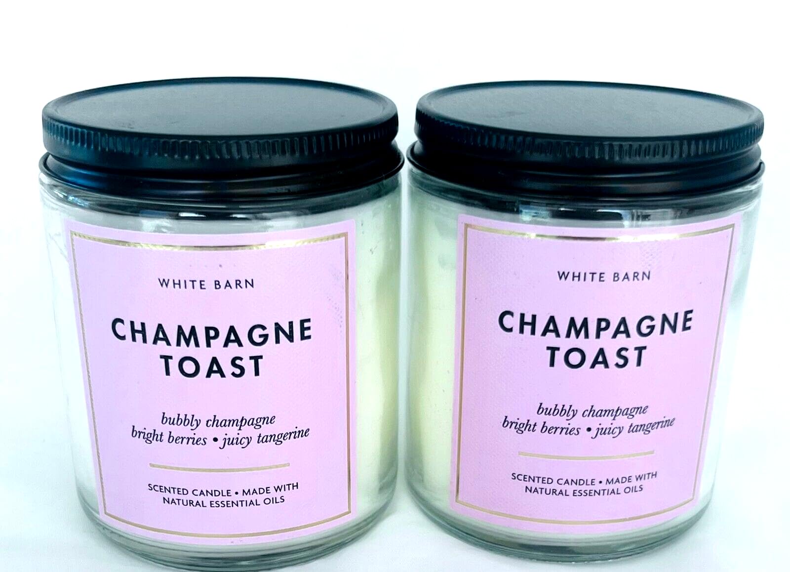 White Barn - Bath & Body Works - Champagne Toast - Single Wick Scented Candle with Essential Oils 7 oz / 198 g Each Pack of 2