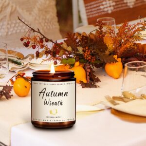 Fall Candle Set | 4pack Fall Scented Candles for Home, Scented Candles for Autumn Fall - Home Scented Candle Set, Candle Gift for Women - Scent of Wreath/Cinnamon Pumpkin/Apple Pie/Comfort