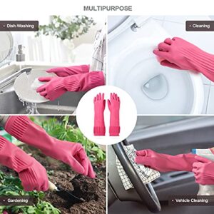 DABOGOSA Mamison 2 Pairs Reusable Waterproof Household Dishwashing Cleaning Rubber Gloves, Non-Slip Kitchen Glove(Medium)