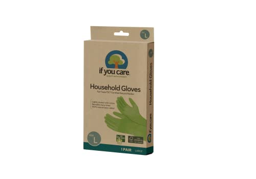 If You Care Latex Gloves, Large – 1 Pair (Pack of 1) – For Gardening, Dishwashing, Cleaning Kitchen and Bathroom – 100% Cotton Lined, Reusable for Women and Men, Green