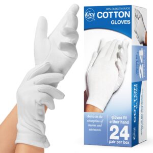 cara moisturizing eczema 100% premium cotton gloves, medium, white, 24 pair