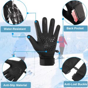 Weitars Winter Gloves Waterproof Thermal Sport Glove for Men and Women for Running Cycling Driving Hiking, Snug Fit Warm Glove for Work (M)