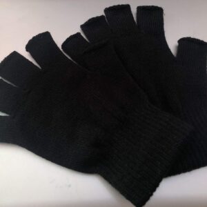 2 Pair Half Finger Gloves Winter Knit Touchscreen Warm Stretchy Mittens Fingerless Gloves in Common Size for Men and Women,black